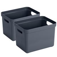 Sunware Opbergbox Sigma - 4x - kunststof - donkerblauw - 18 liter - Opbergbakken/opbergers