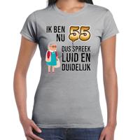Cadeau T-shirt dames - leeftijd 55 jaar - grijs - luid en duidelijk - verjaardagsfeest Cadeau T-shirt dames - leeftijd 55 jaar - grijs - luid en duidelijk - verjaardagsfeest