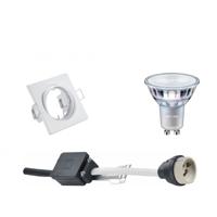 Philips LED Spot Set GU10 Vierkant Kantelbaar 80mm - Mat Wit - DimTone