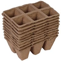 30x stuks Houtvezel kweekpotjes/stekpotjes trays met 6 vakjes 5 x 5 cm