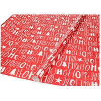 Kerst inpakpapier/cadeaupapier rood Ho Ho Ho 200 x 70 cm - thumbnail