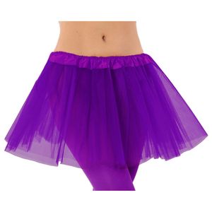 Dames verkleed rokje/tutu - tule stof met elastiek - paars - one size