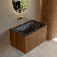 Badmeubel Mondiaz Kurve-Dlux | 70 cm | Meubelkleur Walnut | Wastafelkleur Lava | Solid surface | Midden spoelbak | Zonder kraangat(en) Badmeubel Mondiaz Kurve-Dlux | 70 cm | Meubelkleur Walnut | Wastafelkleur Lava | Solid surface | Midden spoelbak | Zonder kraangat(en)
