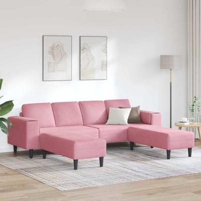 Bankstel 3 pcs Roze Fluweel