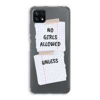 No Girls Allowed Unless: Samsung Galaxy A22 5G Transparant Hoesje
