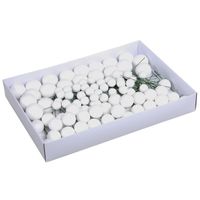 100x Witte glitter mini kerstballen stekers kunststof 2/3/4 cm - thumbnail