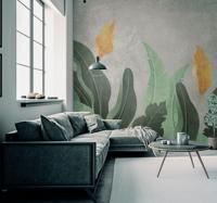 Planten op beton fotobehang woonkamer