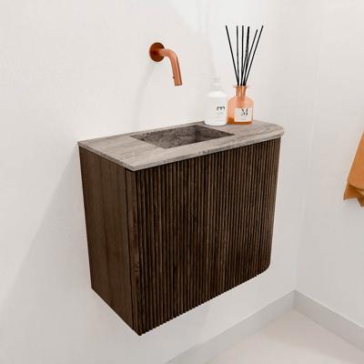 Toiletmeubel Mondiaz Joya Dlux | 51.6 cm | Meubelkleur Walnut | Faye wastafel Oza Wasbak Links | Zonder kraangat(en)