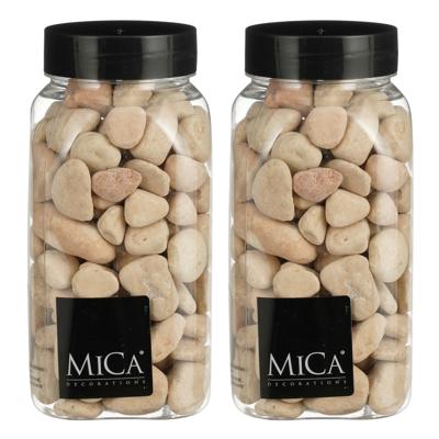 Mica Decorations decoratie stenen - 2x - 650ml - groot - licht beige mix - hobby steentjes Mica Decorations decoratie stenen - 2x - 650ml - groot - licht beige mix - hobby steentjes