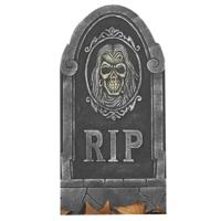 RIP kerkhof grafsteen met schedel - 65 x 33 cm - horror decoratie - Halloween feest versiering - thumbnail