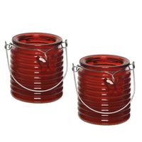 Citronella kaars - 3x - in windlicht - rood - 20 branduren - citrusgeur
