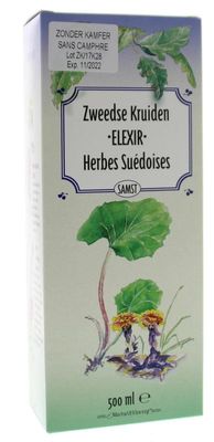 Marval & Vincent Zweedse kruiden elixer zonder kamfer (500 ml)