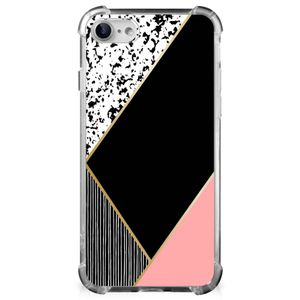 iPhone SE 2022/2020 | iPhone 8/7 Shockproof Case Zwart Roze Vormen