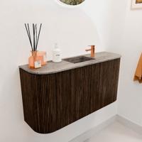 Toiletmeubel Mondiaz Joya Dlux | 83.2 cm | Meubelkleur Walnut | Faye wastafel Oza Wasbak Midden | 1 kraangat