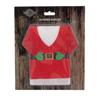 Svenska living Kerstservetten - 10x - kerstman outfit - rood - 22 x 34 cm - 3 laags - thumbnail