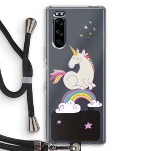 Regenboog eenhoorn: Sony Xperia 5 Transparant Hoesje met koord