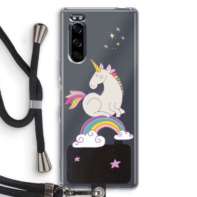 Regenboog eenhoorn: Sony Xperia 5 Transparant Hoesje met koord