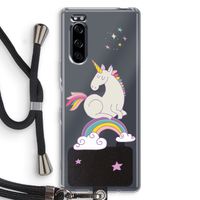 Regenboog eenhoorn: Sony Xperia 5 Transparant Hoesje met koord