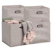 5Five Opbergmandjes - 4x - beige - stof - inhoud 29 liter - 31 x 31 x 31 cm - Kast opberg box