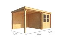 Blokhut met overkapping Els 500 cm bij 250 cm diep Lessenaarsdak - Warentuin collection
