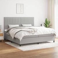 Boxspring met matras stof lichtgrijs 200x200 cm