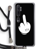 Middle finger black: Xiaomi Mi Note 10 Transparant Hoesje met koord