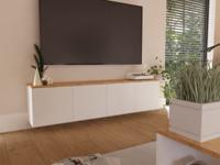 Tv-meubel LUCO 4 deuren 180 cm eik/mat wit