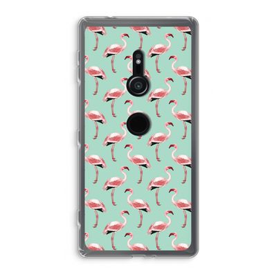 Flamingoprint groen: Sony Xperia XZ2 Transparant Hoesje