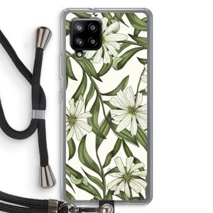 Wit bloemenpatroon: Samsung Galaxy A42 5G Transparant Hoesje met koord