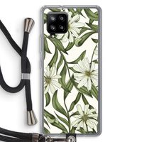 Wit bloemenpatroon: Samsung Galaxy A42 5G Transparant Hoesje met koord Wit bloemenpatroon: Samsung Galaxy A42 5G Transparant Hoesje met koord