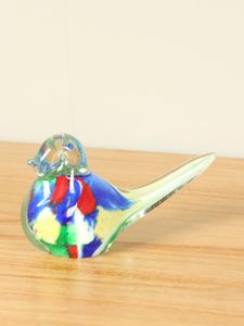 Glazen vogeltje multicolor, 7 cm
