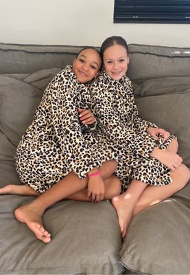 Kinderbadjas panter - fleece-XXL (164/176 jaar)