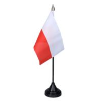 Vlag Polen tafelvlaggetjes - 1x stuks - 10 x 15 cm vlag - met zwarte standaard - versiering Vlag Polen tafelvlaggetjes - 1x stuks - 10 x 15 cm vlag - met zwarte standaard - versiering