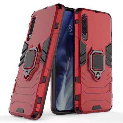 Voor Xiaomi 9 Pro schokbestendige PC + TPU case met magnetische ring houder (rood)