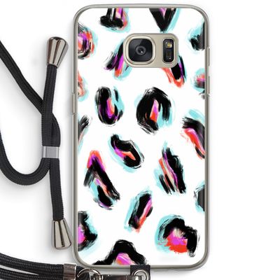 Cheetah color: Samsung Galaxy S7 Transparant Hoesje met koord