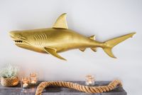 Maritieme wanddecoratie HAI 105cm goud links metalen handgemaakt haai design sculptuur - 43045 - thumbnail