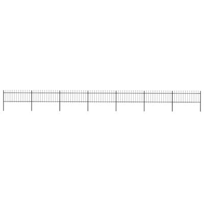 Tuinhek met speerpunt staal 1248x80 cm zwart