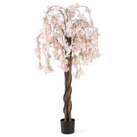 Kunstmatige Kersenbloesemboom in Plantenpot Kunstbloemenplant met Witte Bloemen 163 cm