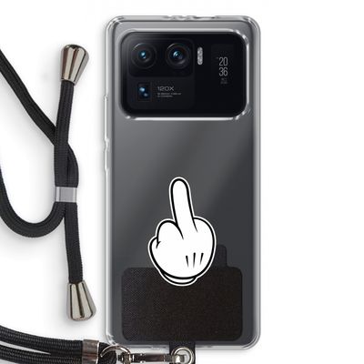 Middle finger white: Xiaomi Mi 11 Ultra Transparant Hoesje met koord
