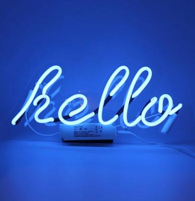 Glas Neon Licht - &apos;hello&apos; Wandbord