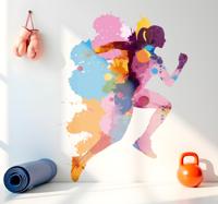 Schilderij van een rennende vrouw sticker olympische spelen