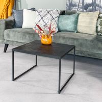 BASE Salontafel 'Leia' Visgraat Teakhout, 60 x 60cm, kleur Zwart
