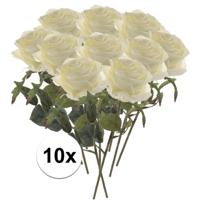 Kunstbloem roos Simone - 10x - wit - 45 cm - decoratie bloemen