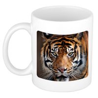 Siberische tijger koffiemok / theebeker wit 300 ml voor de dieren liefhebber - thumbnail