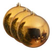 Grote kerstbal - 3x - goud - 25 cm - kunststof - glans - mega kerstbal