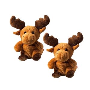 2x stuks pluche eland knuffel 14 cm met beschrijfbaar label