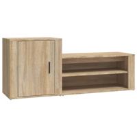 The Living Store Schoenenkast - Sonoma Eiken - 130 x 35 x 54 cm - Stevig hout - Voldoende opbergruimte - thumbnail