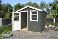 Outdoor Life Wels Blokhut 250x250 cm 28 mm vuren Green Grey-Wit gecoat- Zadeldak- - Outdoor Life Outdoor Life Wels Blokhut 250x250 cm 28 mm vuren Green Grey-Wit gecoat- Zadeldak- - Outdoor Life