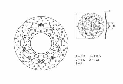BREMBO Serie Oro remschijf, remschijven voor de moto, zwevend 78B40866