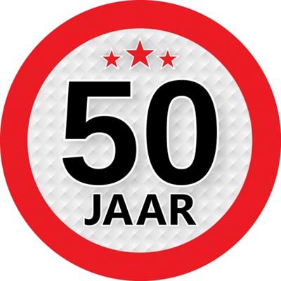 50 jaar leeftijd sticker - rond - Dia 9 cm - 50 jaar verjaardag - jubileum - leeftijd versiering
